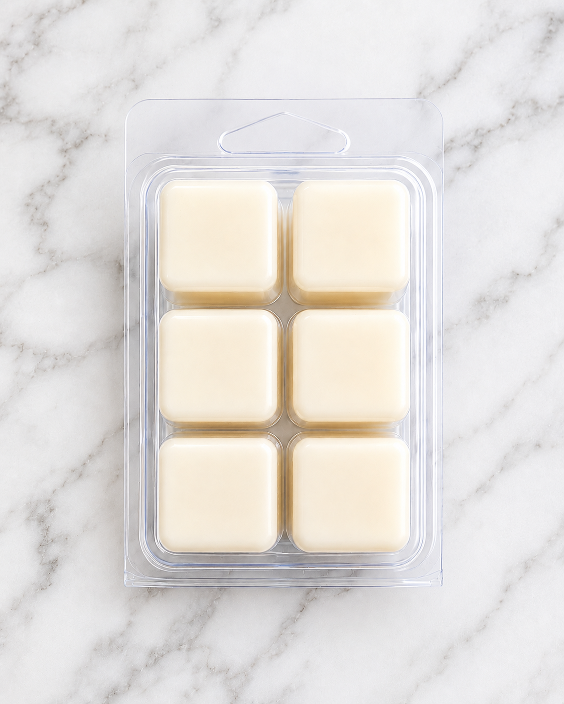 6 cube wax melt on a marble surface