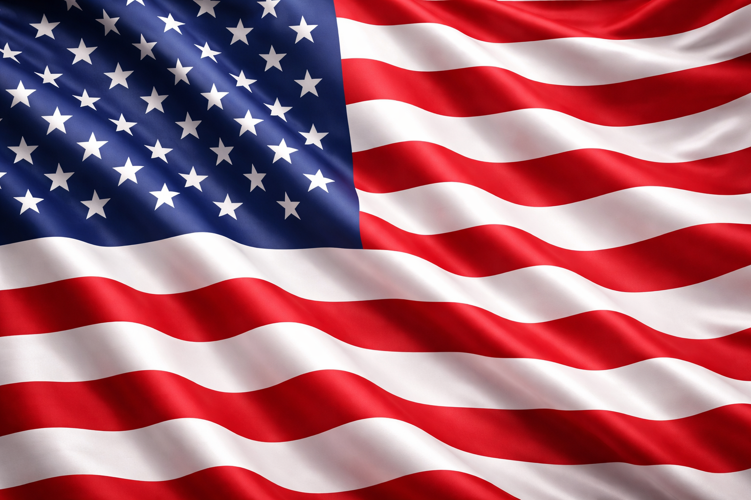 Waving American flag with red, white, and blue colors.